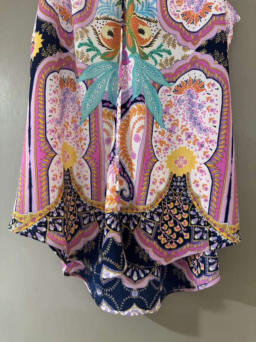 Rose & Olive Paisley Tank Top Pink Multi Sleeveless Boho Blouse - Picture 5 of 8